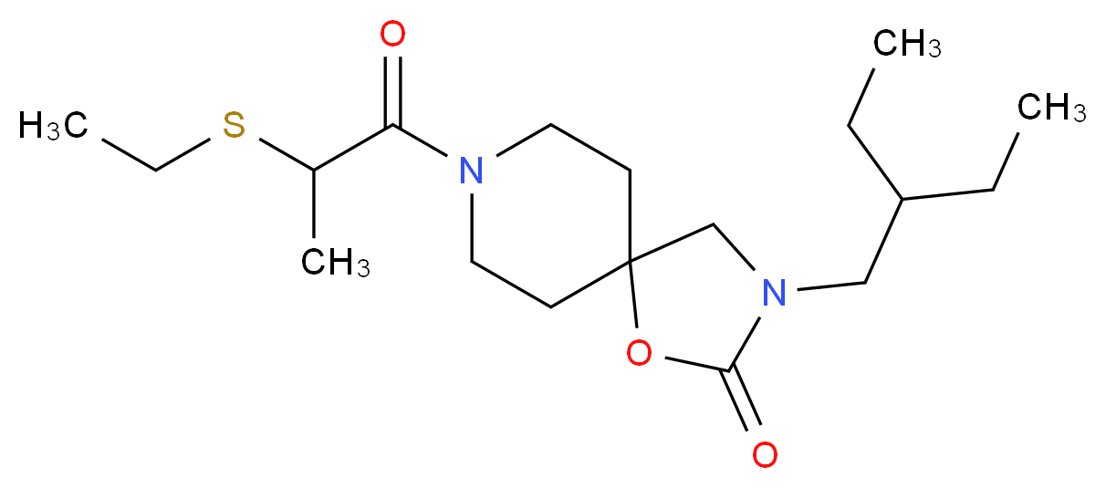 3-(2-ethylbutyl)-8-[2-(ethylthio)propanoyl]-1-oxa-3,8-diazaspiro[4.5]decan-2-one_分子结构_CAS_)
