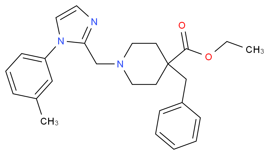 ethyl 4-benzyl-1-{[1-(3-methylphenyl)-1H-imidazol-2-yl]methyl}-4-piperidinecarboxylate_分子结构_CAS_)