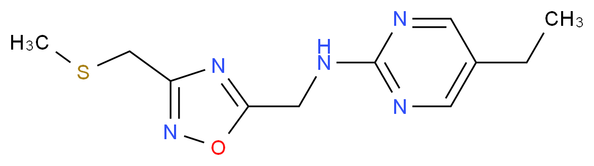 5-ethyl-N-({3-[(methylthio)methyl]-1,2,4-oxadiazol-5-yl}methyl)pyrimidin-2-amine_分子结构_CAS_)