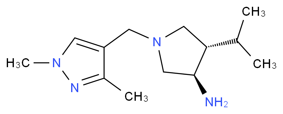 (3R*,4S*)-1-[(1,3-dimethyl-1H-pyrazol-4-yl)methyl]-4-isopropyl-3-pyrrolidinamine_分子结构_CAS_)