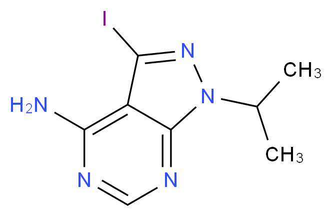 3-iodo-1-(propan-2-yl)-1H-pyrazolo[3,4-d]pyrimidin-4-amine_分子结构_CAS_862730-04-9