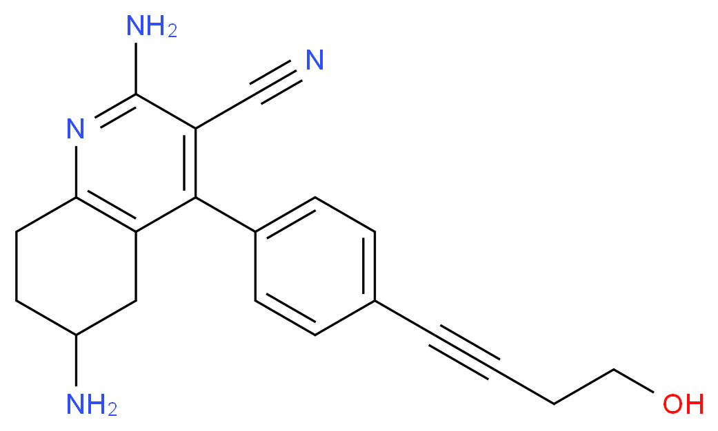 2,6-diamino-4-[4-(4-hydroxybut-1-yn-1-yl)phenyl]-5,6,7,8-tetrahydroquinoline-3-carbonitrile_分子结构_CAS_)