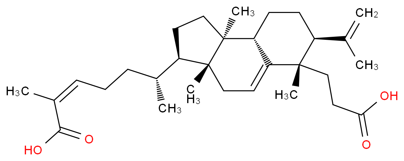 (2Z,6R)-6-[(3R,3aR,6S,7S,9aS,9bS)-6-(2-carboxyethyl)-3a,6,9b-trimethyl-7-(prop-1-en-2-yl)-1H,2H,3H,3aH,4H,6H,7H,8H,9H,9aH,9bH-cyclopenta[a]naphthalen-3-yl]-2-methylhept-2-enoic acid_分子结构_CAS_62393-88-8