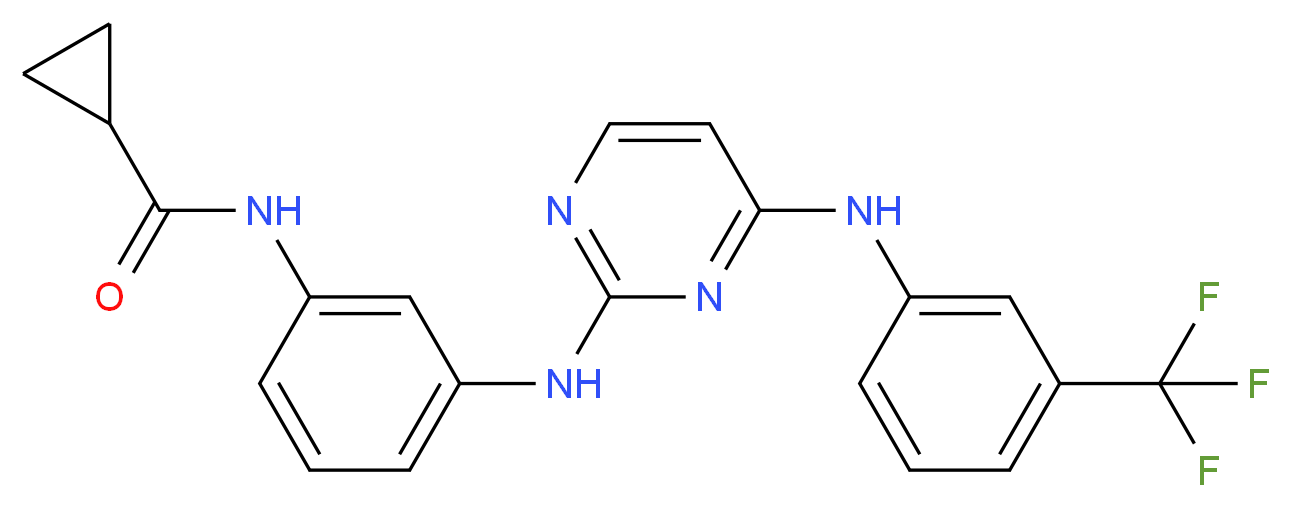 N-{3-[(4-{[3-(trifluoromethyl)phenyl]amino}pyrimidin-2-yl)amino]phenyl}cyclopropanecarboxamide_分子结构_CAS_879127-16-9