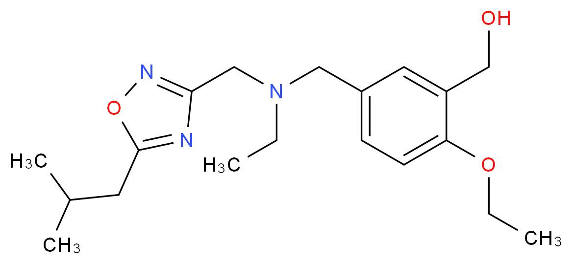 [2-ethoxy-5-({ethyl[(5-isobutyl-1,2,4-oxadiazol-3-yl)methyl]amino}methyl)phenyl]methanol_分子结构_CAS_)