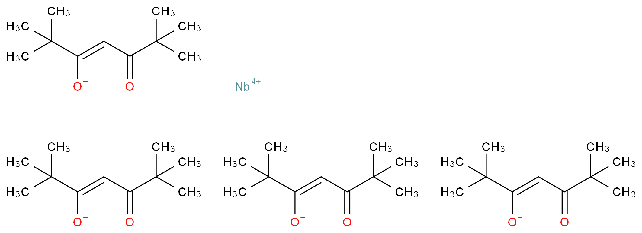 niobium(4+) ion tetrakis((3Z)-2,2,6,6-tetramethyl-5-oxohept-3-en-3-olate)_分子结构_CAS_41706-15-4