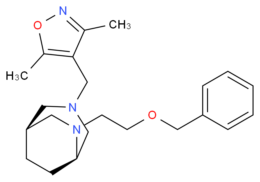 (1S*,5R*)-6-[2-(benzyloxy)ethyl]-3-[(3,5-dimethyl-4-isoxazolyl)methyl]-3,6-diazabicyclo[3.2.2]nonane_分子结构_CAS_)