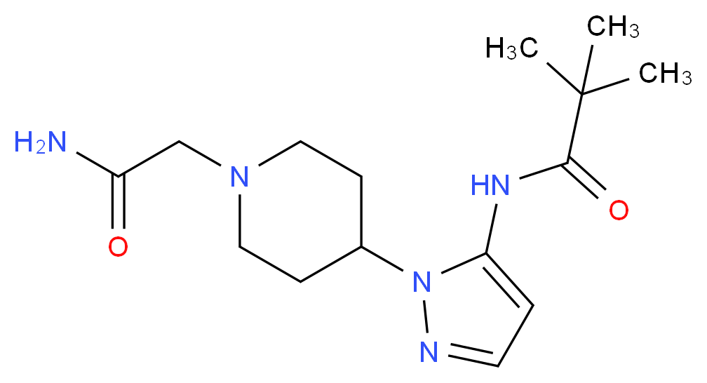 N-{1-[1-(2-amino-2-oxoethyl)piperidin-4-yl]-1H-pyrazol-5-yl}-2,2-dimethylpropanamide_分子结构_CAS_)