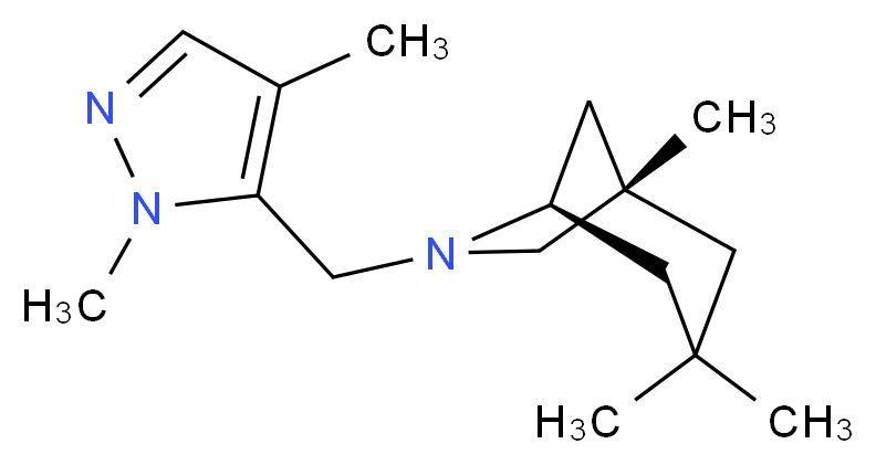 (1S*,5R*)-6-[(1,4-dimethyl-1H-pyrazol-5-yl)methyl]-1,3,3-trimethyl-6-azabicyclo[3.2.1]octane_分子结构_CAS_)