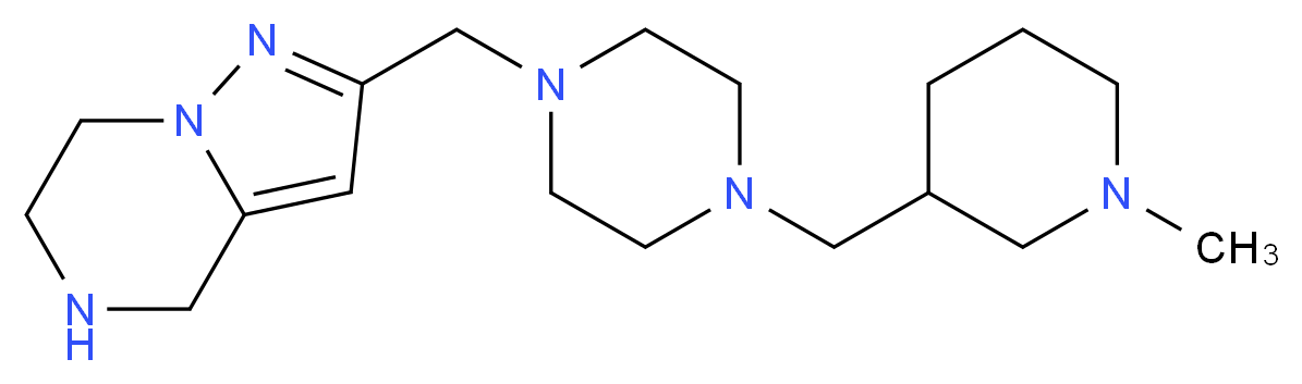 2-({4-[(1-methyl-3-piperidinyl)methyl]-1-piperazinyl}methyl)-4,5,6,7-tetrahydropyrazolo[1,5-a]pyrazine_分子结构_CAS_)