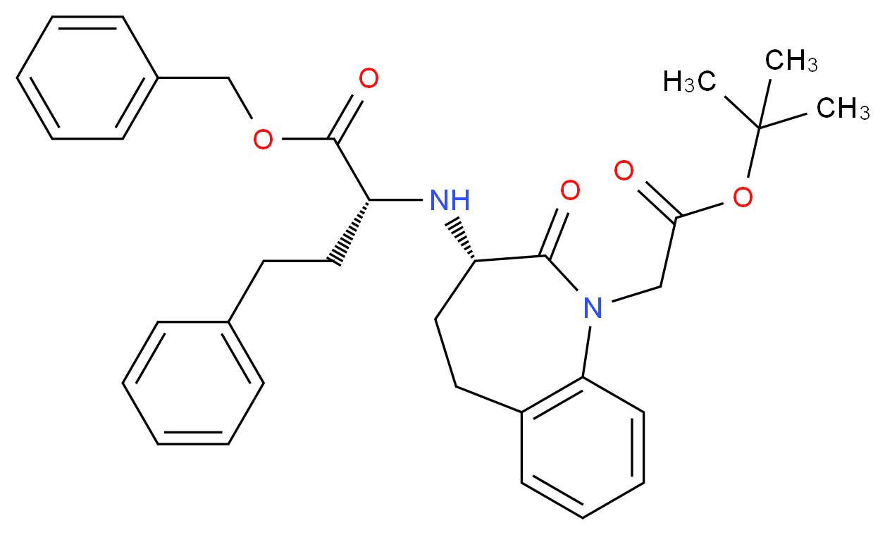 benzyl (2R)-2-{[(3S)-1-[2-(tert-butoxy)-2-oxoethyl]-2-oxo-2,3,4,5-tetrahydro-1H-1-benzazepin-3-yl]amino}-4-phenylbutanoate_分子结构_CAS_1356011-61-4