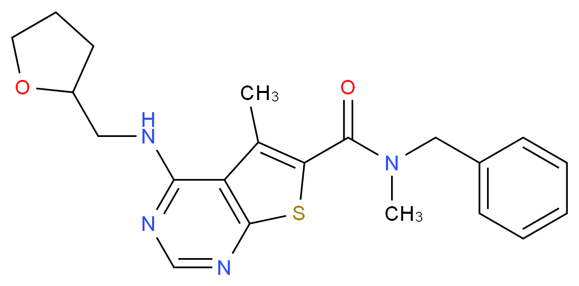 N-benzyl-N,5-dimethyl-4-[(tetrahydro-2-furanylmethyl)amino]thieno[2,3-d]pyrimidine-6-carboxamide_分子结构_CAS_)