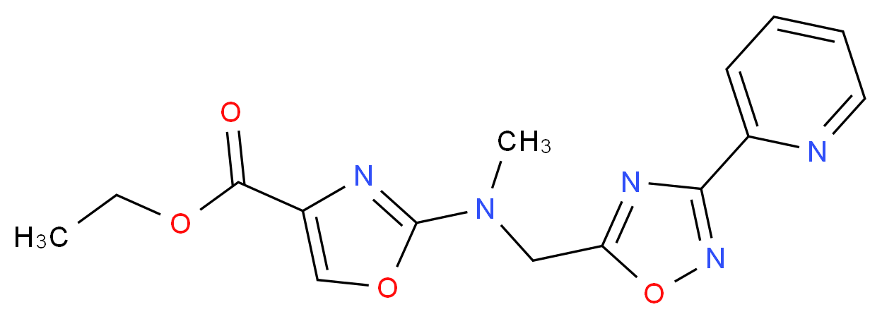 ethyl 2-(methyl{[3-(2-pyridinyl)-1,2,4-oxadiazol-5-yl]methyl}amino)-1,3-oxazole-4-carboxylate_分子结构_CAS_)