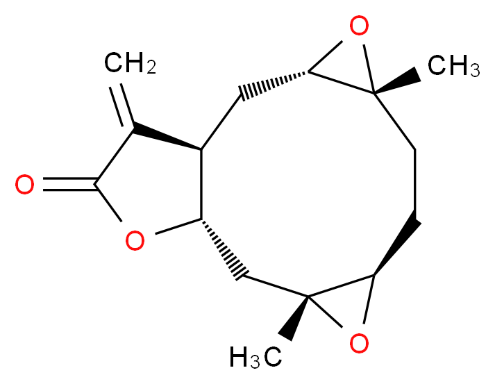 (1R,3S,5R,8R,10R,12S)-5,10-dimethyl-15-methylidene-4,9,13-trioxatetracyclo[10.3.0.0<sup>3</sup>,<sup>5</sup>.0<sup>8</sup>,<sup>1</sup><sup>0</sup>]pentadecan-14-one_分子结构_CAS_87441-73-4