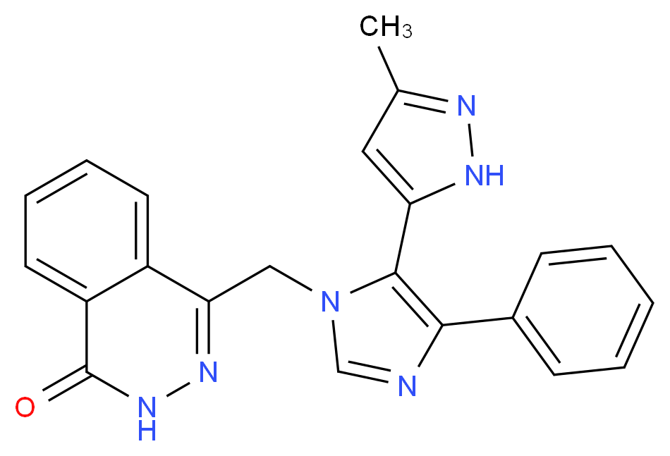 4-{[5-(3-methyl-1H-pyrazol-5-yl)-4-phenyl-1H-imidazol-1-yl]methyl}phthalazin-1(2H)-one_分子结构_CAS_)