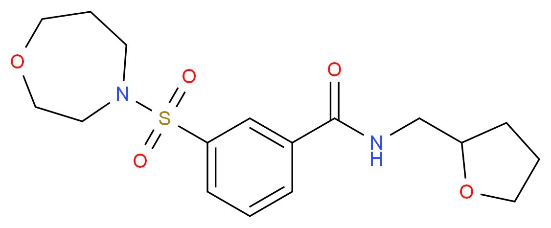 3-(1,4-oxazepan-4-ylsulfonyl)-N-(tetrahydrofuran-2-ylmethyl)benzamide_分子结构_CAS_)