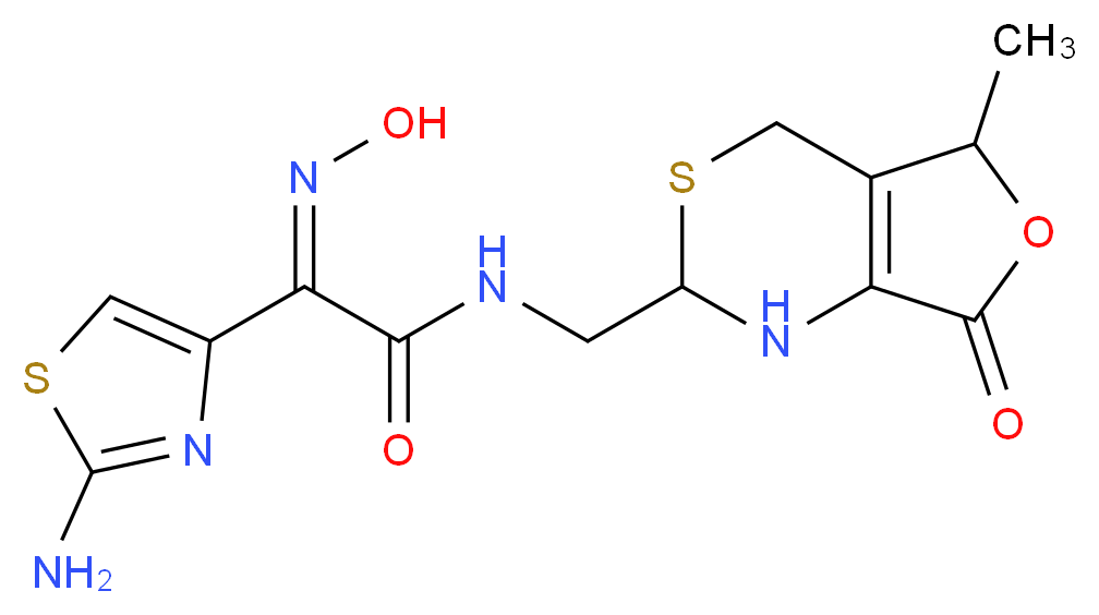 (Z)-2-(2-Aminothiazol-4-yl)-2-(hydroxyimino)-N-{[(2RS,5RS)-5-methyl-7-oxo-2,4,5,7-tetrahydro-1H-furo[3,4-d][1,3]thiazin-2-yl]methyl}acetamide(Mixture of 2 Diastereomers)Discontinued_分子结构_CAS_)