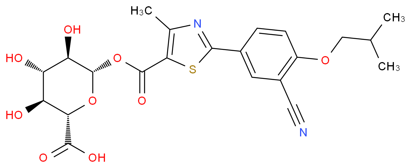 (2S,3S,4S,5R,6S)-6-{2-[3-cyano-4-(2-methylpropoxy)phenyl]-4-methyl-1,3-thiazole-5-carbonyloxy}-3,4,5-trihydroxyoxane-2-carboxylic acid_分子结构_CAS_1351692-92-6