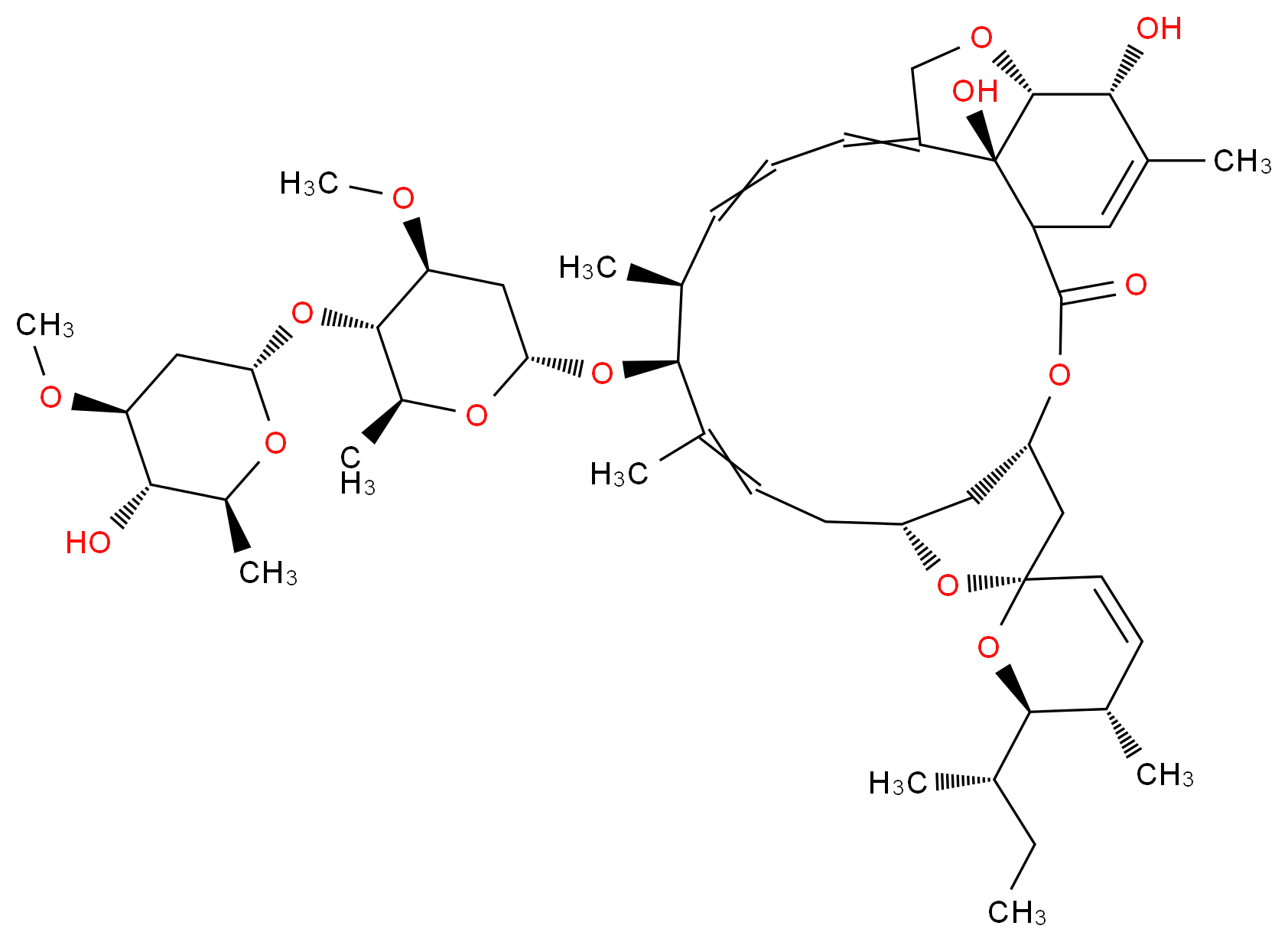 (2S,4'S,5S,6R,8'R,12'S,13'S,20'R,21'R,24'S)-6-[(2S)-butan-2-yl]-21',24'-dihydroxy-12'-{[(2R,4S,5S,6S)-5-{[(2S,4S,5S,6S)-5-hydroxy-4-methoxy-6-methyloxan-2-yl]oxy}-4-methoxy-6-methyloxan-2-yl]oxy}-5,11',13',22'-tetramethyl-5,6-dihydro-3',7',19'-trioxaspiro[pyran-2,6'-tetracyclo[15.6.1.1<sup>4</sup>,<sup>8</sup>.0<sup>2</sup><sup>0</sup>,<sup>2</sup><sup>4</sup>]pentacosane]-10',14',16',22'-tetraen-2'-one_分子结构_CAS_71751-41-2