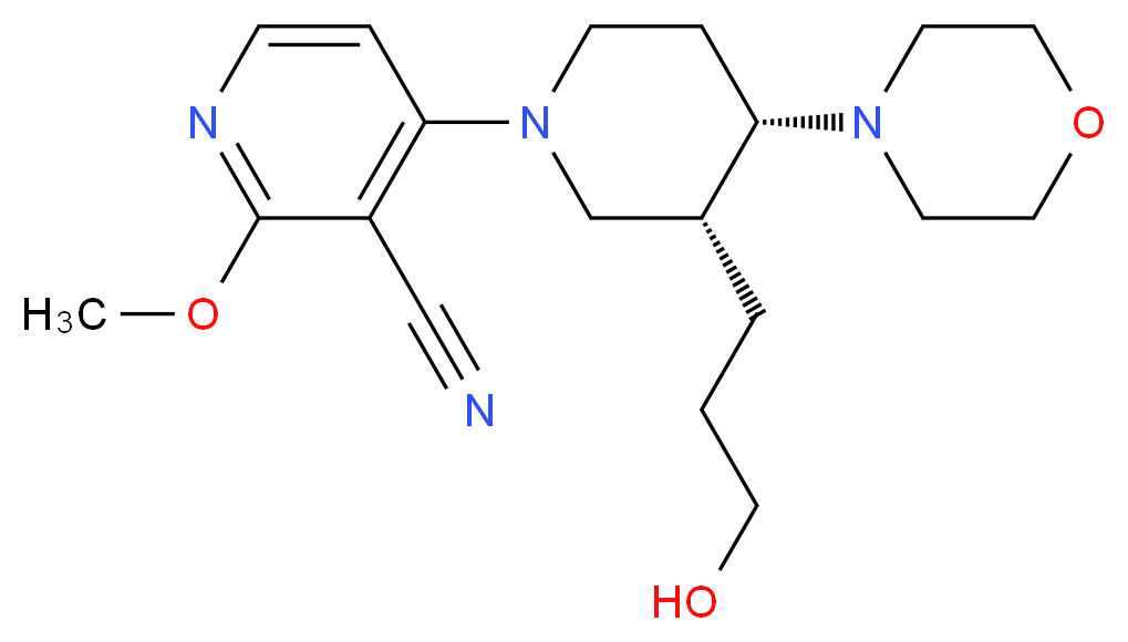 4-[(3R*,4S*)-3-(3-hydroxypropyl)-4-morpholin-4-ylpiperidin-1-yl]-2-methoxynicotinonitrile_分子结构_CAS_)