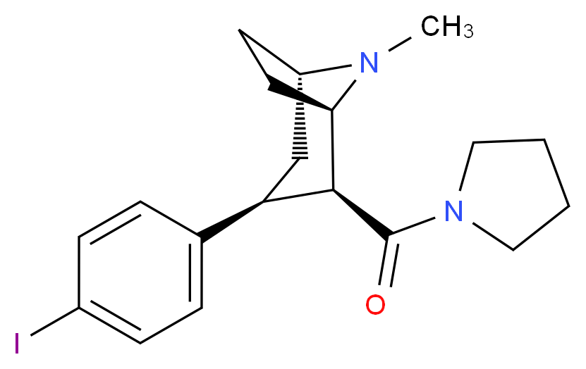 (1R,2S,3S,5S)-3-(4-iodophenyl)-8-methyl-2-(pyrrolidine-1-carbonyl)-8-azabicyclo[3.2.1]octane_分子结构_CAS_160948-17-4