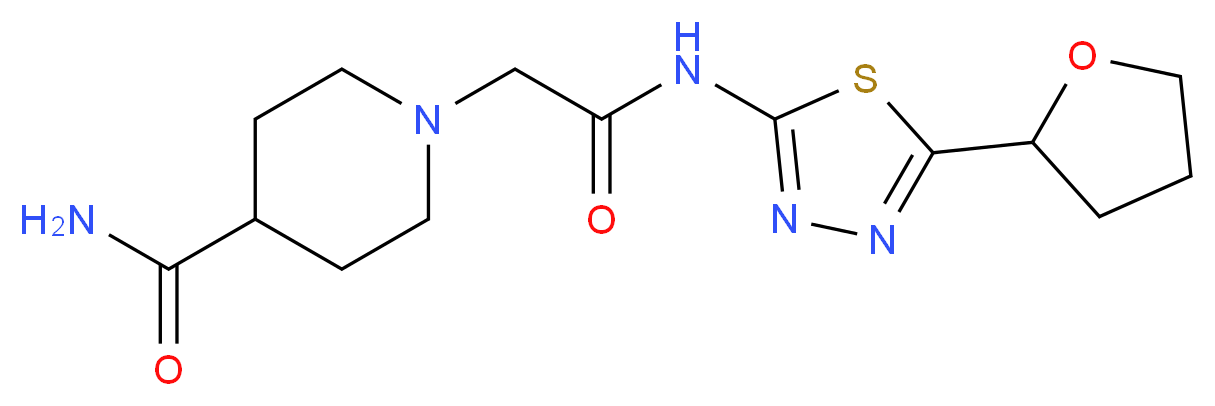 1-(2-oxo-2-{[5-(tetrahydrofuran-2-yl)-1,3,4-thiadiazol-2-yl]amino}ethyl)piperidine-4-carboxamide_分子结构_CAS_)