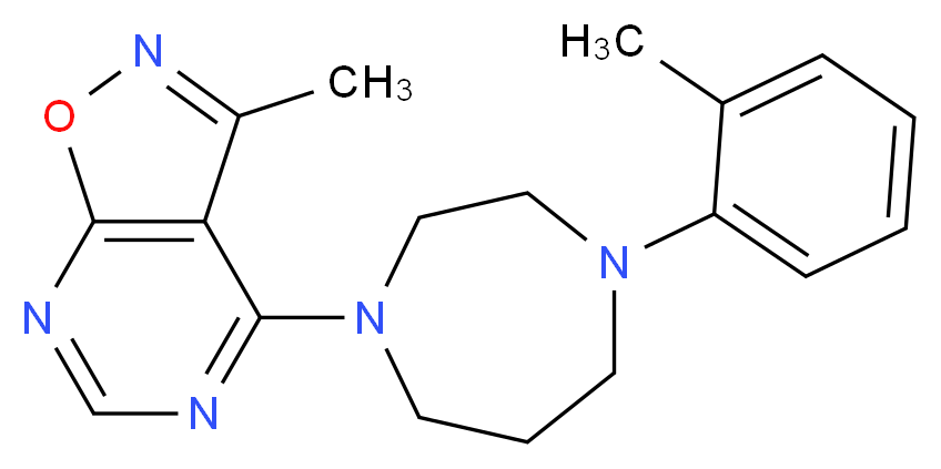 3-methyl-4-[4-(2-methylphenyl)-1,4-diazepan-1-yl]isoxazolo[5,4-d]pyrimidine_分子结构_CAS_)
