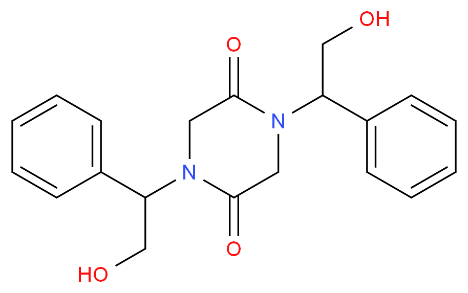 1,4-bis(2-hydroxy-1-phenylethyl)piperazine-2,5-dione_分子结构_CAS_7592-99-6