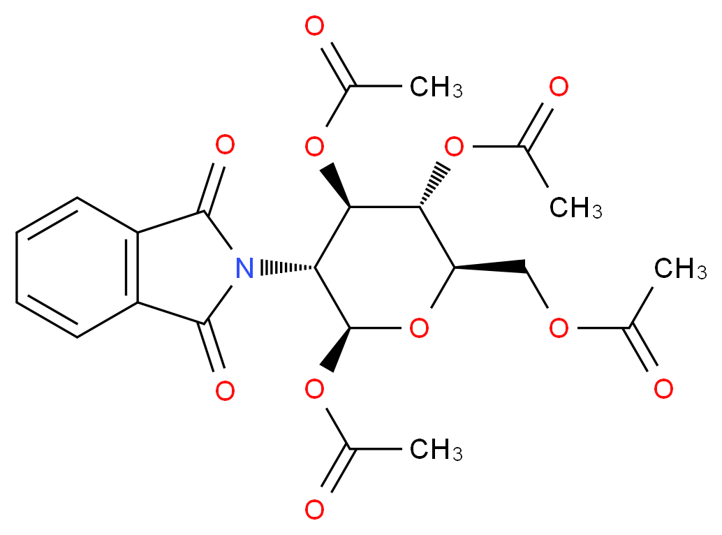 2-Deoxy-2-N-phthalimido-1,3,4,6-tetra-O-acetyl-β-D-glucopyranose_分子结构_CAS_10022-13-6)