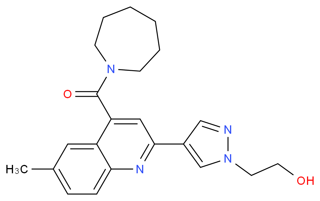 2-{4-[4-(azepan-1-ylcarbonyl)-6-methylquinolin-2-yl]-1H-pyrazol-1-yl}ethanol_分子结构_CAS_)