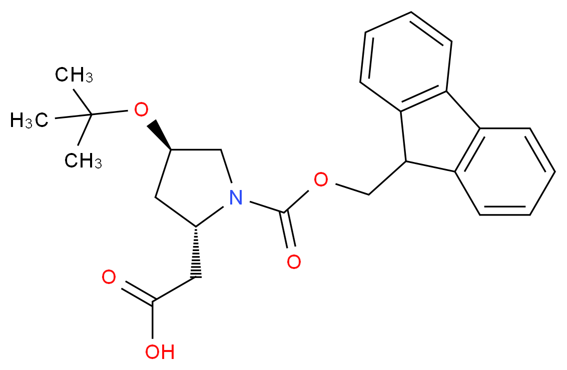 2-[(2S,4R)-4-(tert-butoxy)-1-[(9H-fluoren-9-ylmethoxy)carbonyl]pyrrolidin-2-yl]acetic acid_分子结构_CAS_957509-29-4