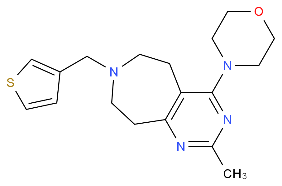 2-methyl-4-morpholin-4-yl-7-(3-thienylmethyl)-6,7,8,9-tetrahydro-5H-pyrimido[4,5-d]azepine_分子结构_CAS_)