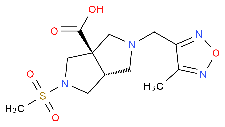 (3aR*,6aR*)-2-[(4-methyl-1,2,5-oxadiazol-3-yl)methyl]-5-(methylsulfonyl)hexahydropyrrolo[3,4-c]pyrrole-3a(1H)-carboxylic acid_分子结构_CAS_)