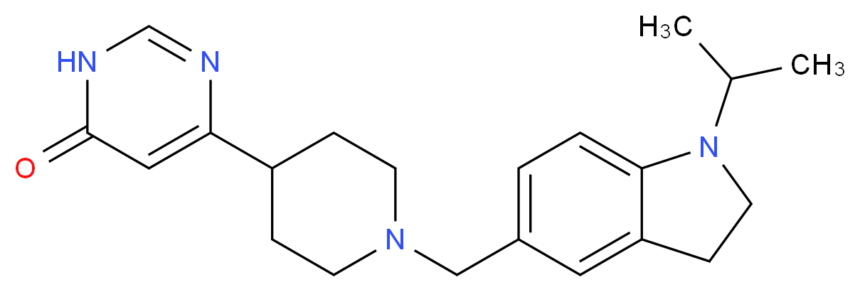 6-{1-[(1-isopropyl-2,3-dihydro-1H-indol-5-yl)methyl]piperidin-4-yl}pyrimidin-4(3H)-one_分子结构_CAS_)