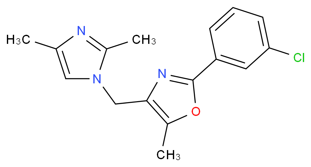 2-(3-chlorophenyl)-4-[(2,4-dimethyl-1H-imidazol-1-yl)methyl]-5-methyl-1,3-oxazole_分子结构_CAS_)