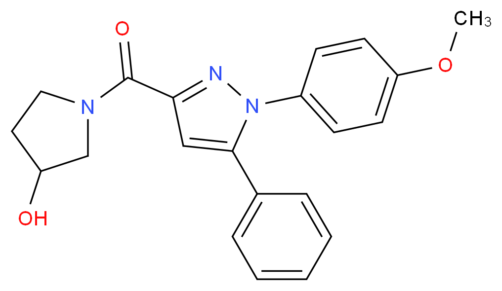 1-{[1-(4-methoxyphenyl)-5-phenyl-1H-pyrazol-3-yl]carbonyl}pyrrolidin-3-ol_分子结构_CAS_)