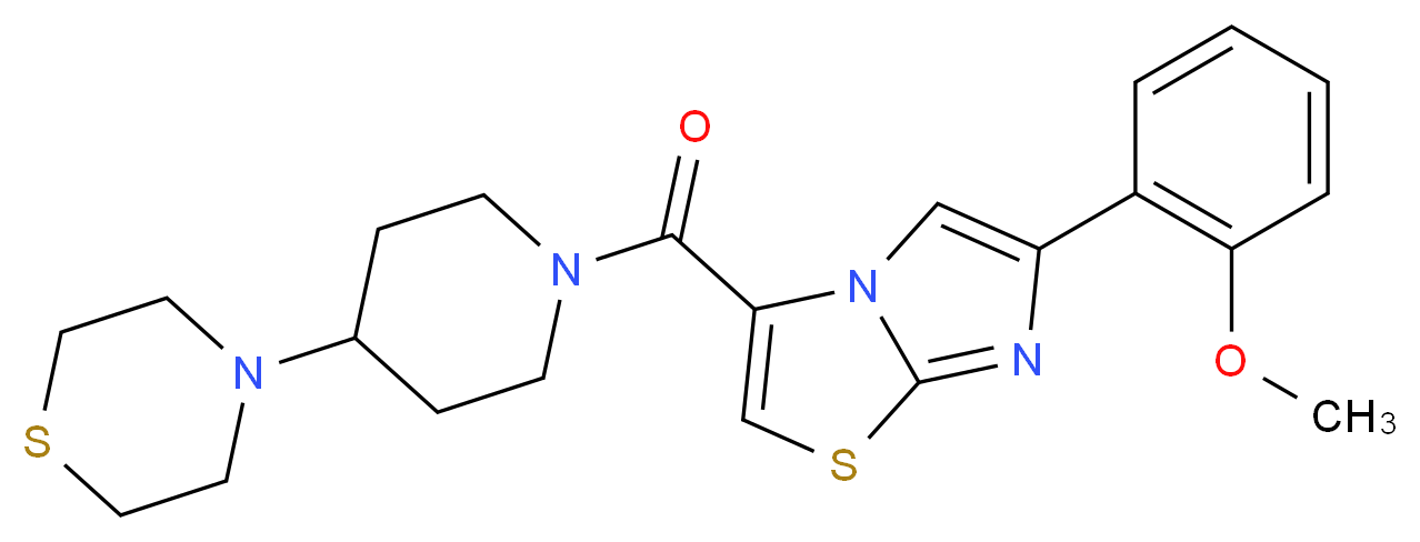 6-(2-methoxyphenyl)-3-{[4-(4-thiomorpholinyl)-1-piperidinyl]carbonyl}imidazo[2,1-b][1,3]thiazole_分子结构_CAS_)