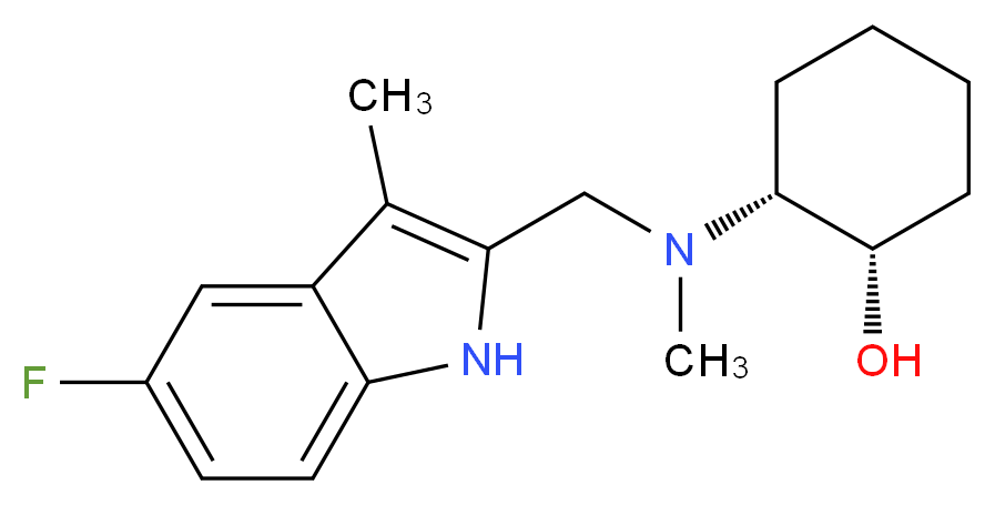 (1S*,2R*)-2-[[(5-fluoro-3-methyl-1H-indol-2-yl)methyl](methyl)amino]cyclohexanol_分子结构_CAS_)