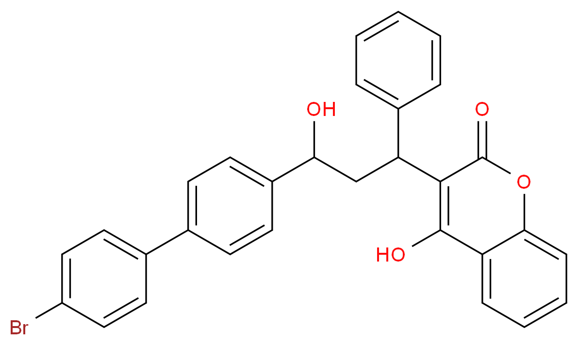 3-{3-[4-(4-bromophenyl)phenyl]-3-hydroxy-1-phenylpropyl}-4-hydroxy-2H-chromen-2-one_分子结构_CAS_28772-56-7