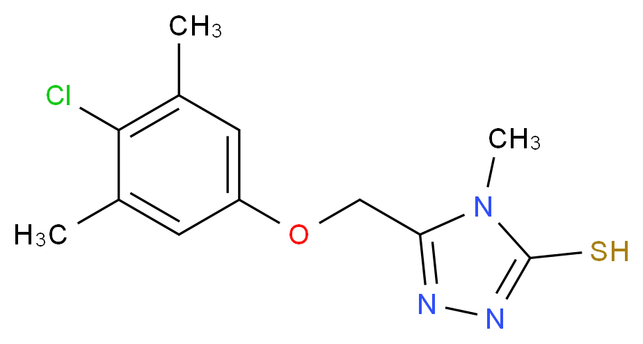 5-(4-chloro-3,5-dimethylphenoxymethyl)-4-methyl-4H-1,2,4-triazole-3-thiol_分子结构_CAS_156867-73-1