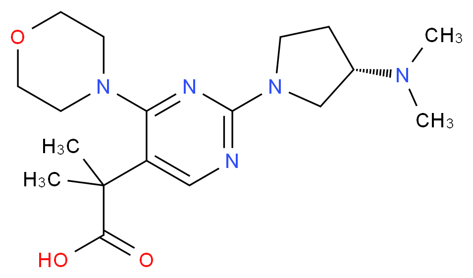 2-{2-[(3S)-3-(dimethylamino)pyrrolidin-1-yl]-4-morpholin-4-ylpyrimidin-5-yl}-2-methylpropanoic acid_分子结构_CAS_)