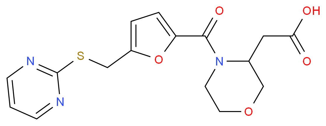 (4-{5-[(pyrimidin-2-ylthio)methyl]-2-furoyl}morpholin-3-yl)acetic acid_分子结构_CAS_)