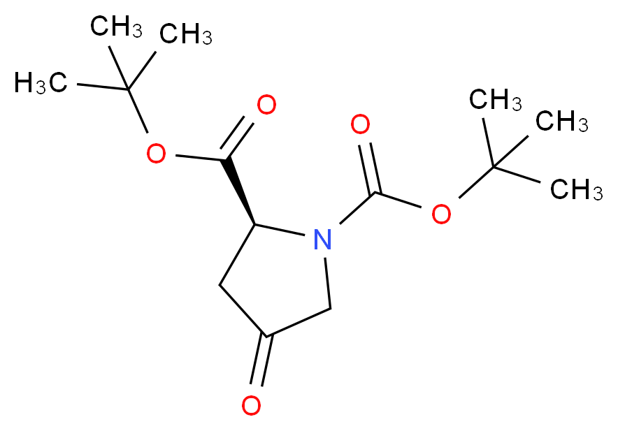 1,2-di-tert-butyl (2S)-4-oxopyrrolidine-1,2-dicarboxylate_分子结构_CAS_166410-05-5