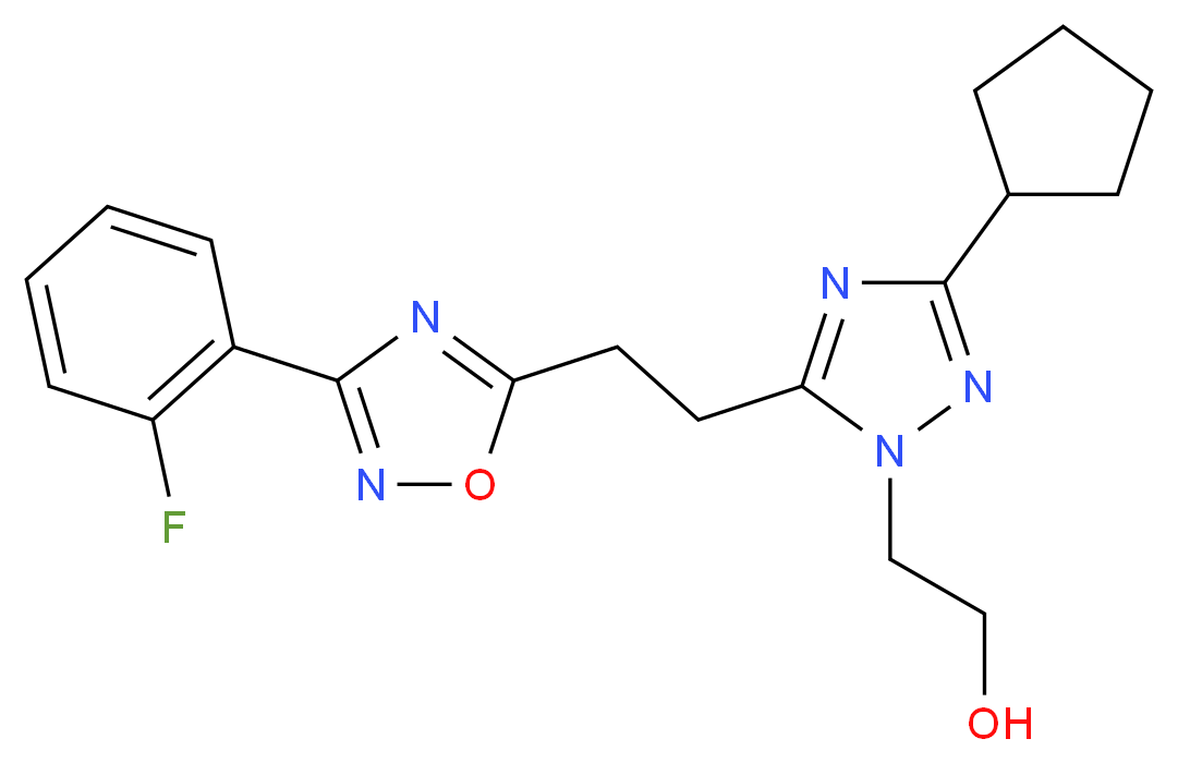 2-(3-cyclopentyl-5-{2-[3-(2-fluorophenyl)-1,2,4-oxadiazol-5-yl]ethyl}-1H-1,2,4-triazol-1-yl)ethanol_分子结构_CAS_)