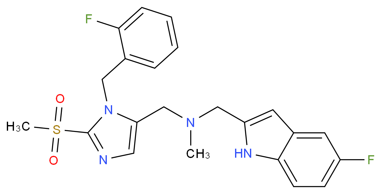 1-[1-(2-fluorobenzyl)-2-(methylsulfonyl)-1H-imidazol-5-yl]-N-[(5-fluoro-1H-indol-2-yl)methyl]-N-methylmethanamine_分子结构_CAS_)