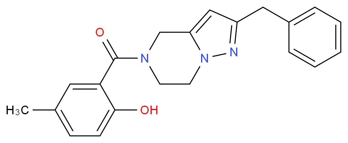 2-[(2-benzyl-6,7-dihydropyrazolo[1,5-a]pyrazin-5(4H)-yl)carbonyl]-4-methylphenol_分子结构_CAS_)