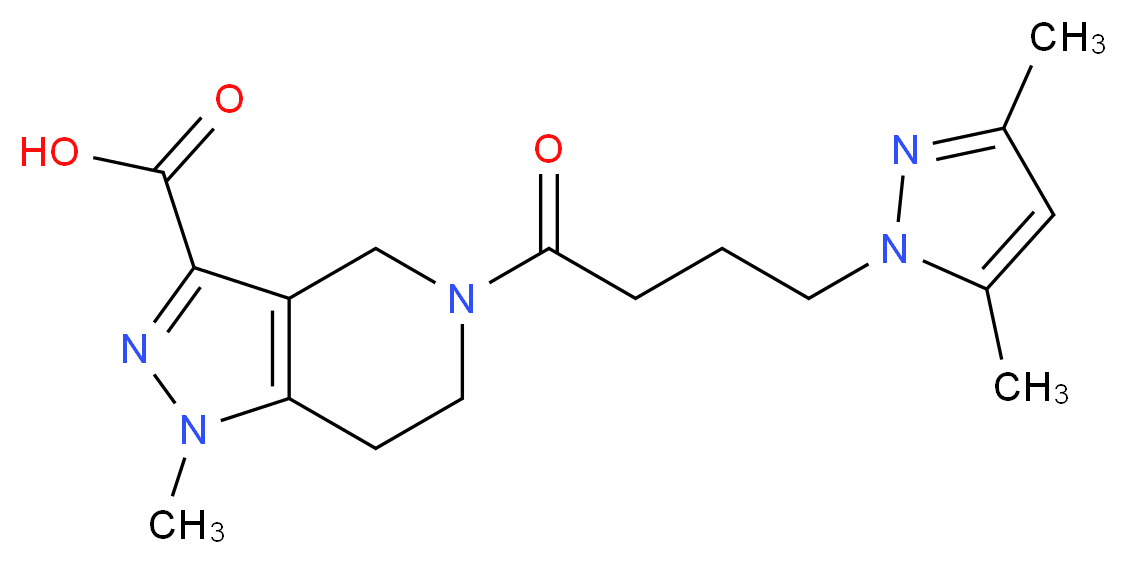 5-[4-(3,5-dimethyl-1H-pyrazol-1-yl)butanoyl]-1-methyl-4,5,6,7-tetrahydro-1H-pyrazolo[4,3-c]pyridine-3-carboxylic acid_分子结构_CAS_)