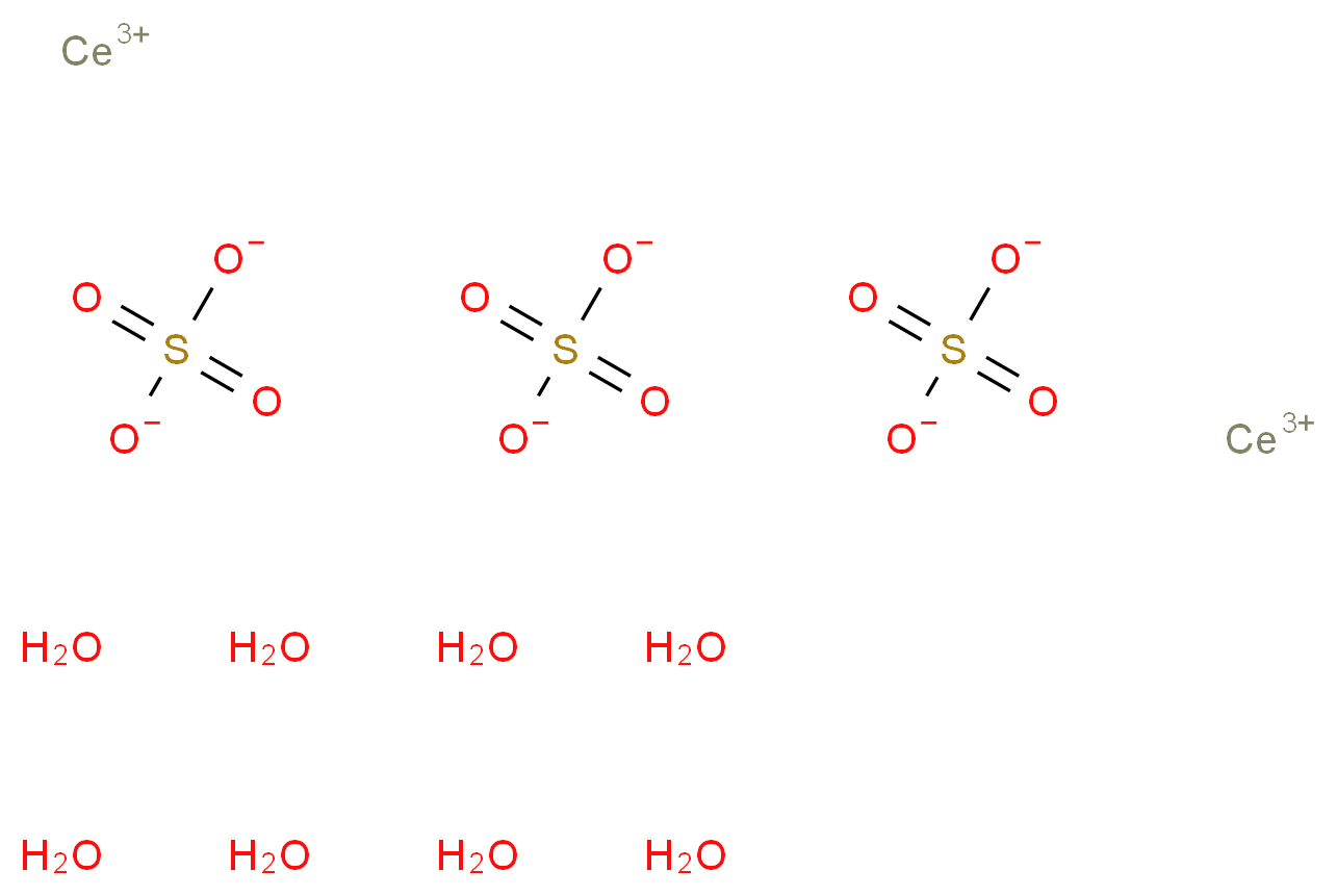 dicerium(3+) ion octahydrate trisulfate_分子结构_CAS_10450-59-6