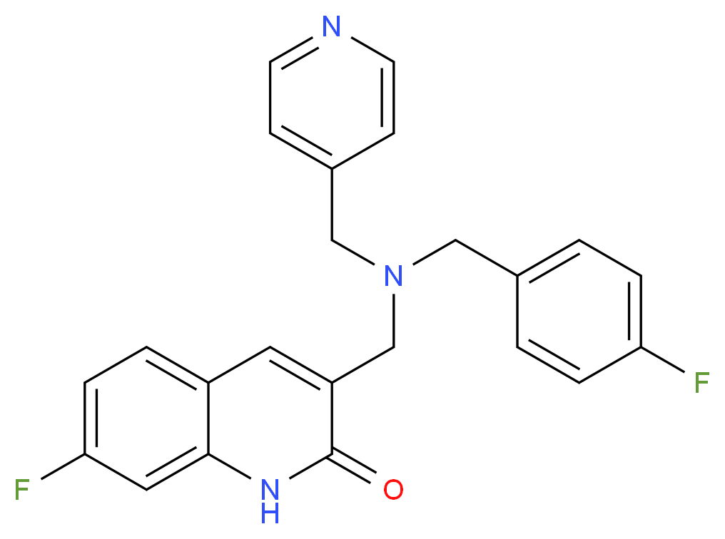 7-fluoro-3-{[(4-fluorobenzyl)(pyridin-4-ylmethyl)amino]methyl}quinolin-2(1H)-one_分子结构_CAS_)