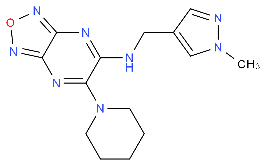 N-[(1-methyl-1H-pyrazol-4-yl)methyl]-6-(1-piperidinyl)[1,2,5]oxadiazolo[3,4-b]pyrazin-5-amine_分子结构_CAS_)